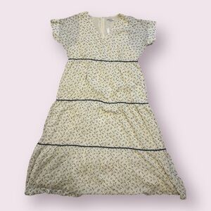 NWT Madewell Rickrack Short-Sleeve Tiered Midi Dress in Spring Fling